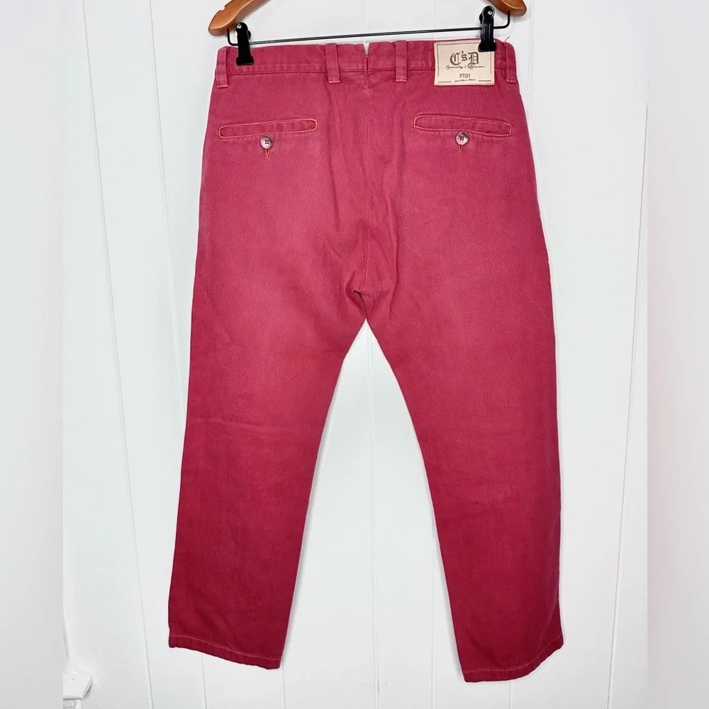 PT01 Carnaby’s Denim Red Pink Trentaquattro Button Fly Chino Pants Trousers - Picture 12 of 12